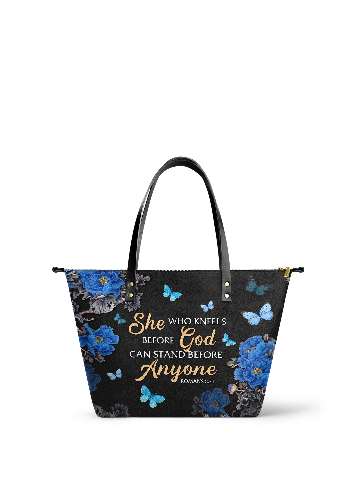 "Anchor" - Romans 8:31 Leather Tote Bag