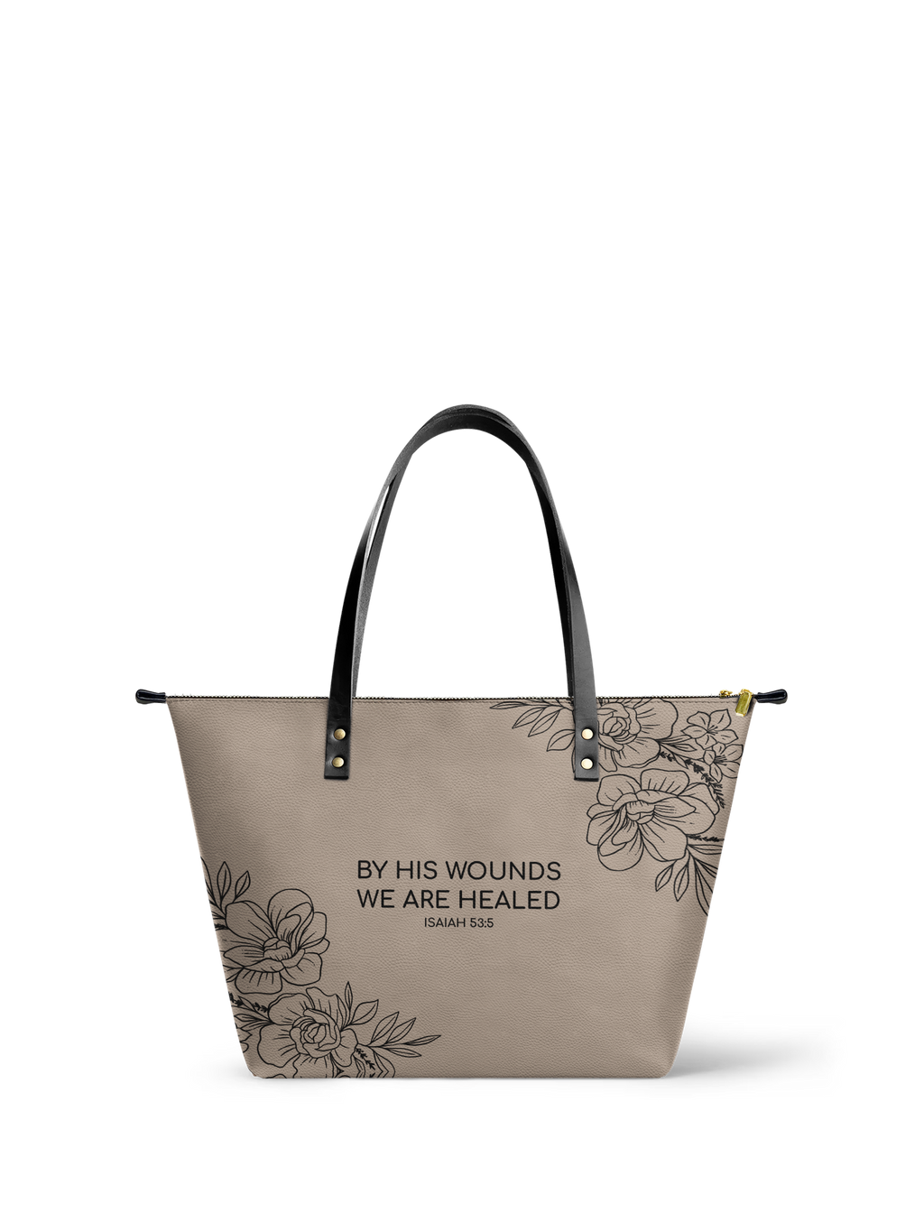 "Complete" - Isaiah 53:5 Leather Tote Bag