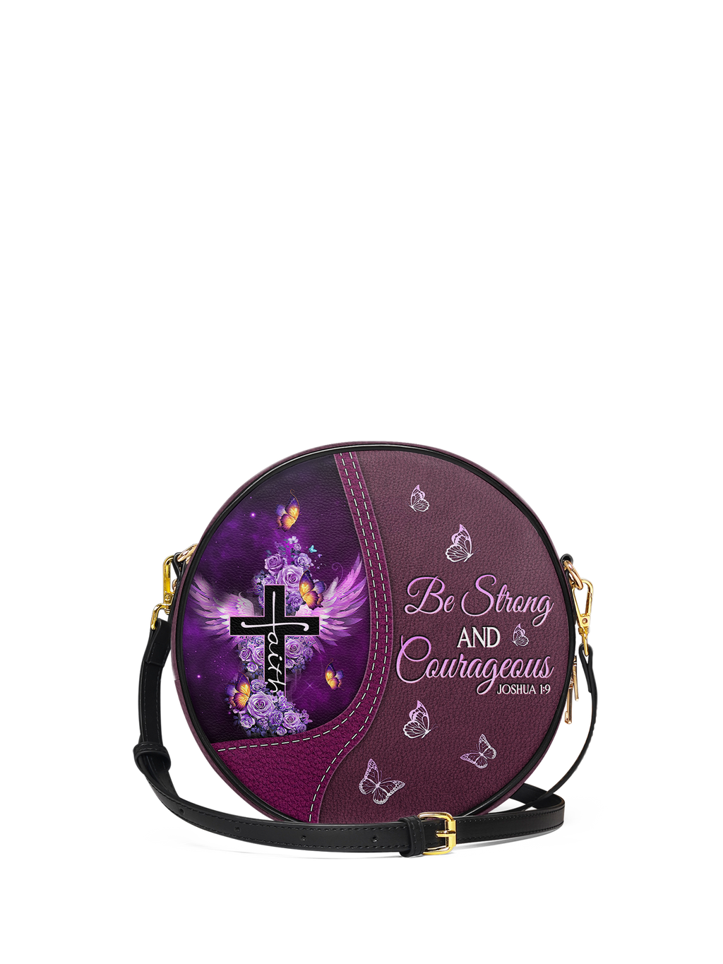 "Courage" - Joshua 1:9 Circle Crossbody Bag