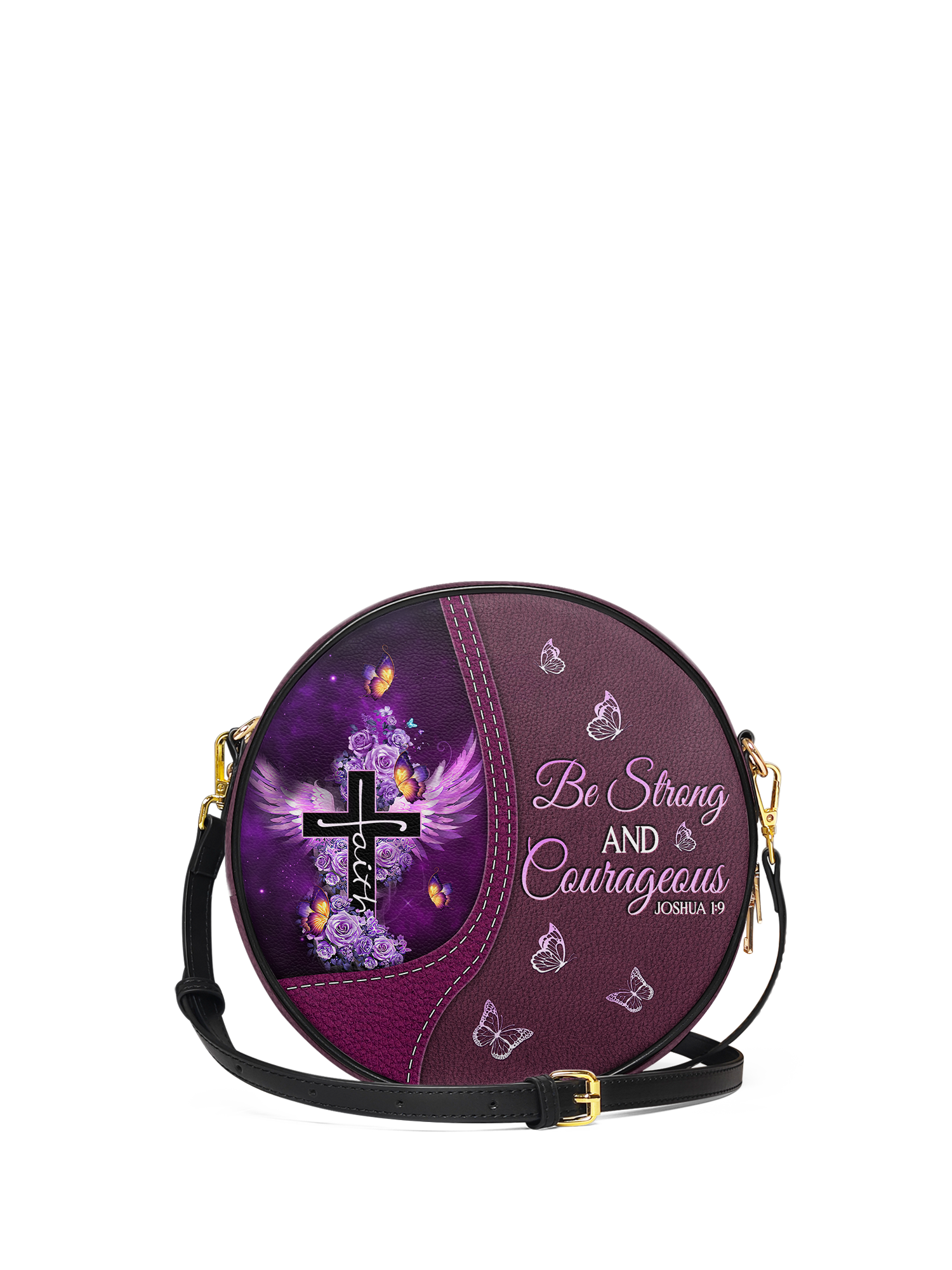 "Courage" - Joshua 1:9 Circle Crossbody Bag
