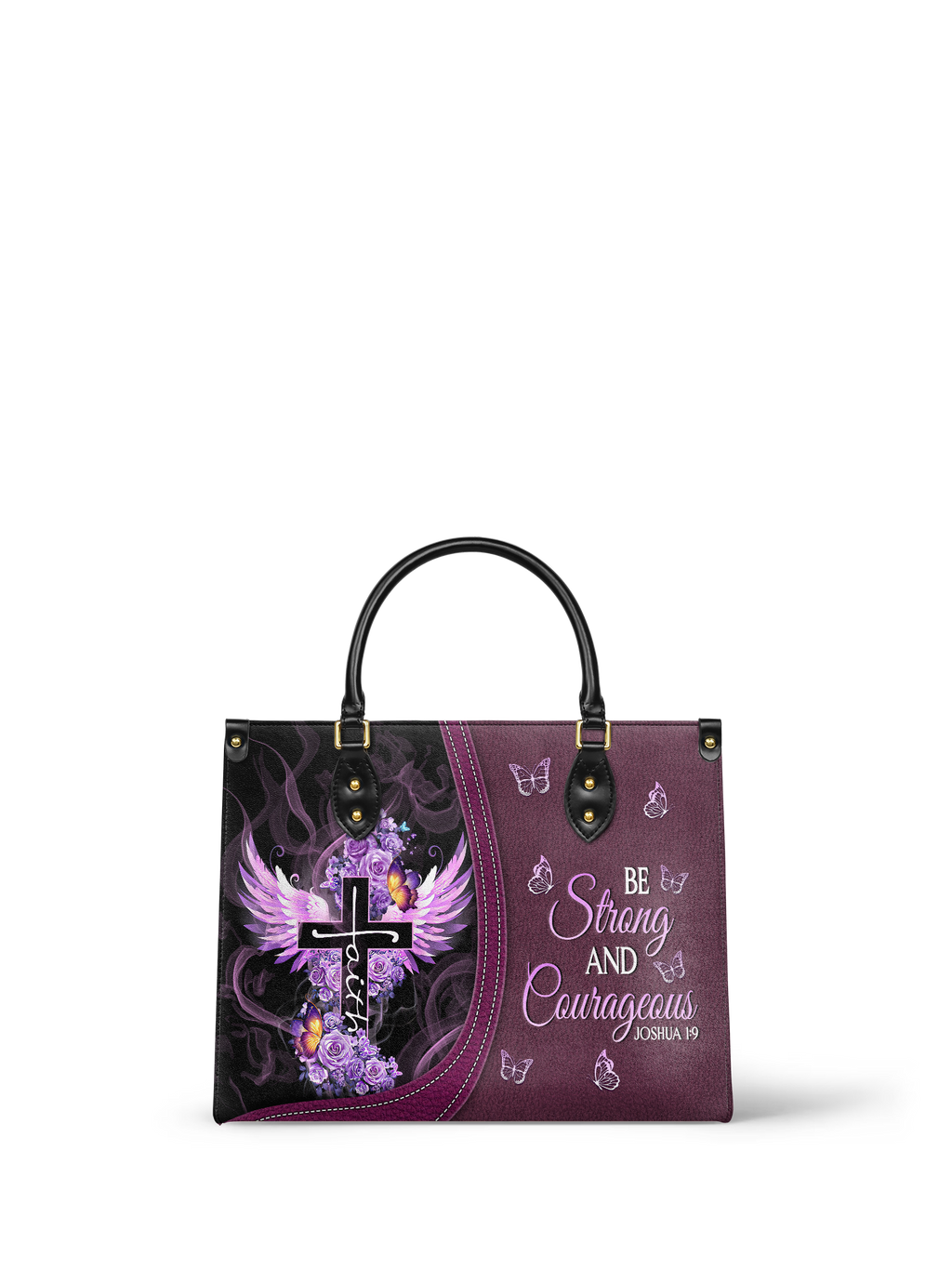 "Courage" - Joshua 1:9 Leather Handbag