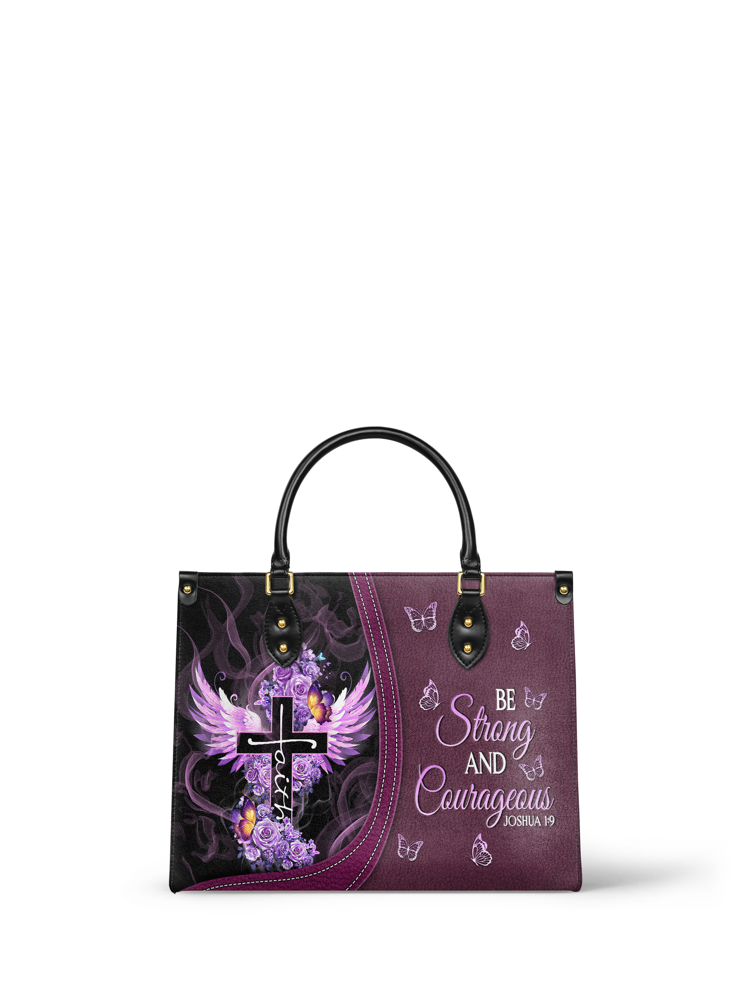 "Courage" - Joshua 1:9 Leather Handbag