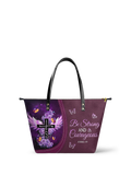 "Courage" - Joshua 1:9 Leather Tote Bag