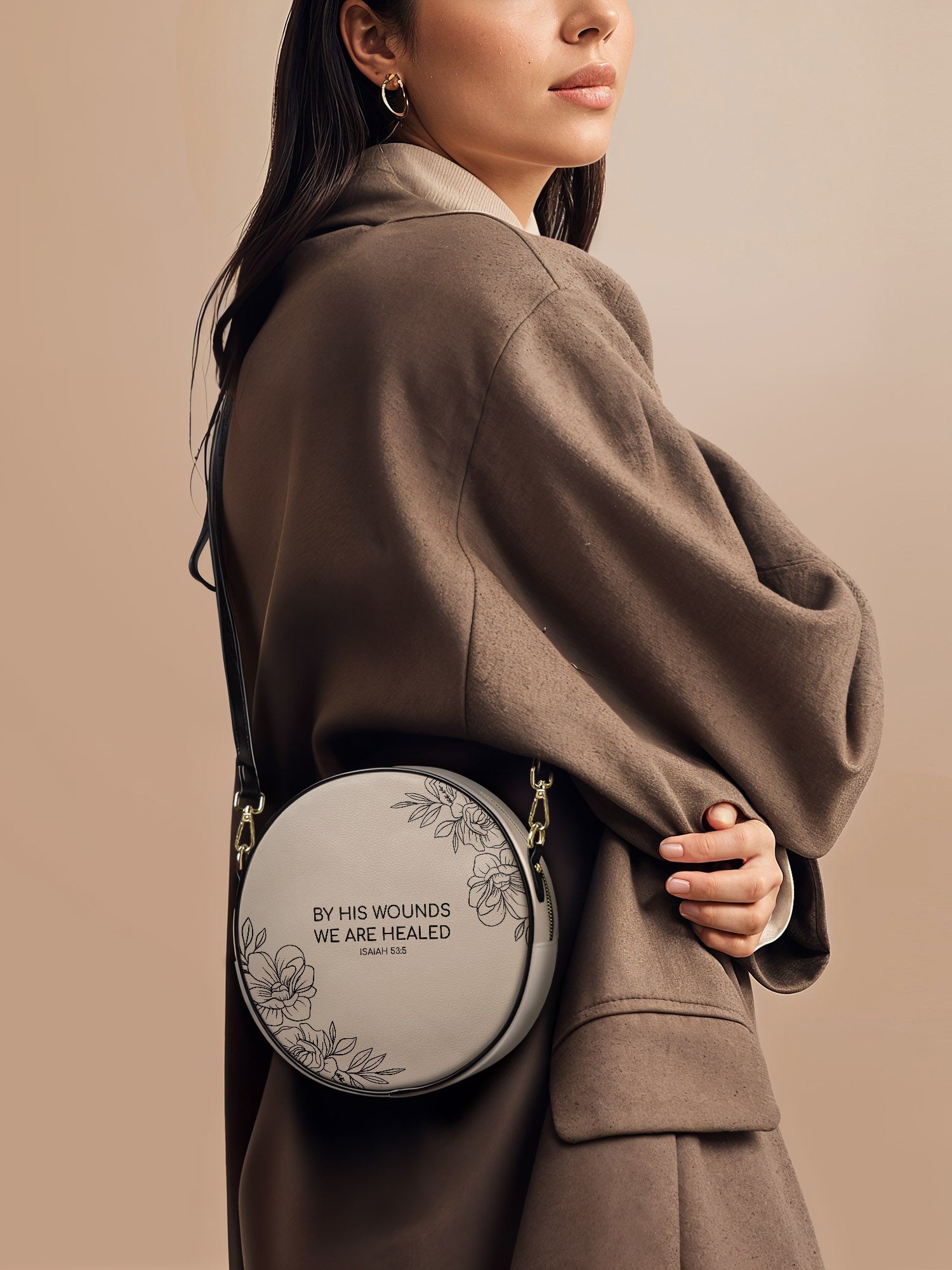 "Complete" - Isaiah 53:5 Circle Crossbody Bag