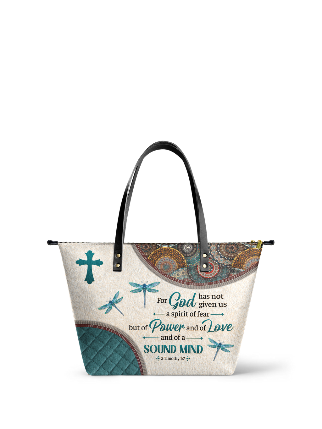 "Poise" - 2 Timothy 1:7 Leather Tote Bag