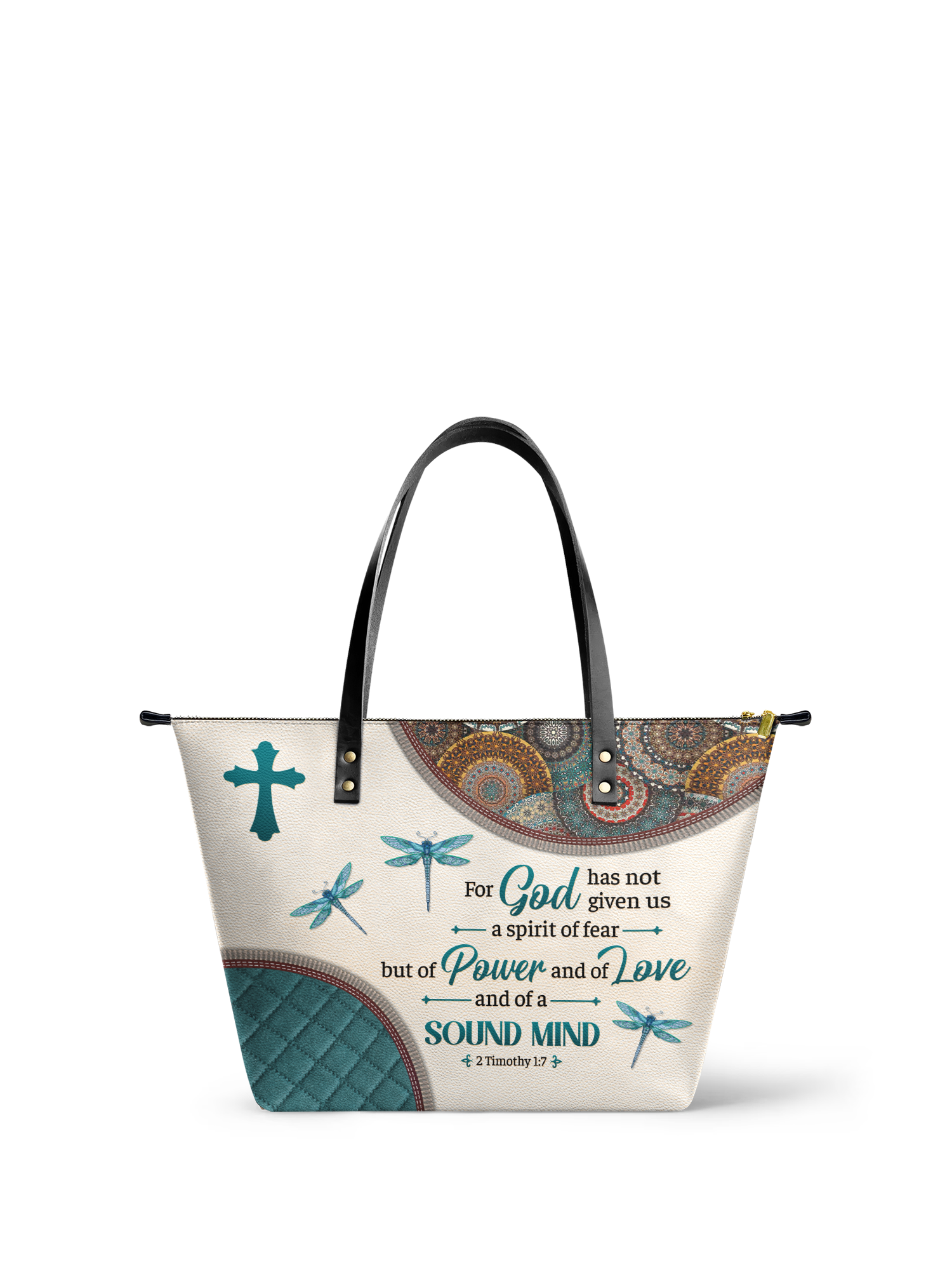 "Poise" - 2 Timothy 1:7 Leather Tote Bag