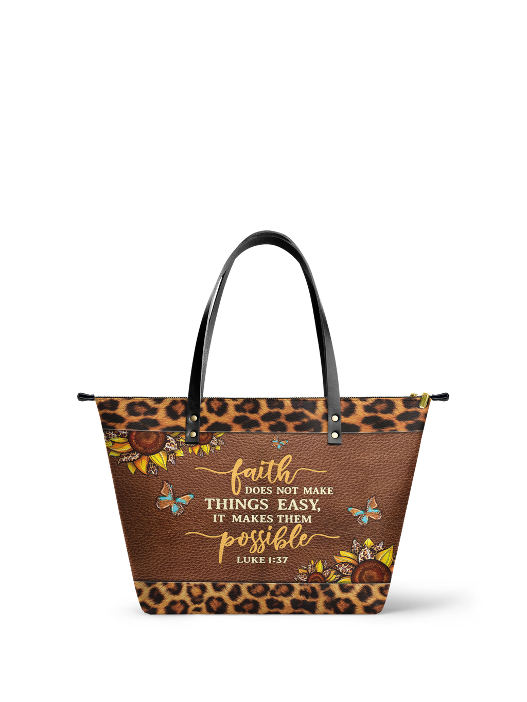 "Possible" - Luke 1:37 Leather Tote Bag