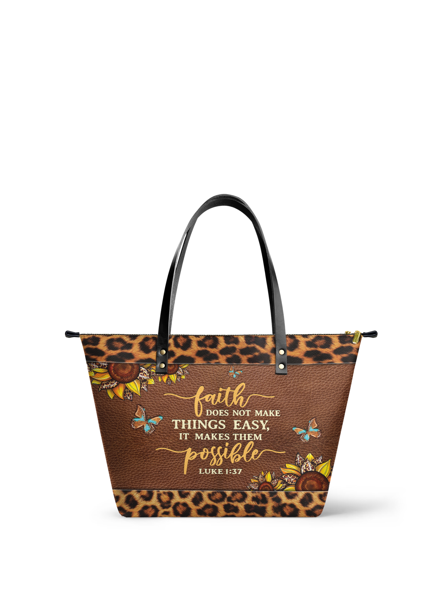 "Possible" - Luke 1:37 Leather Tote Bag