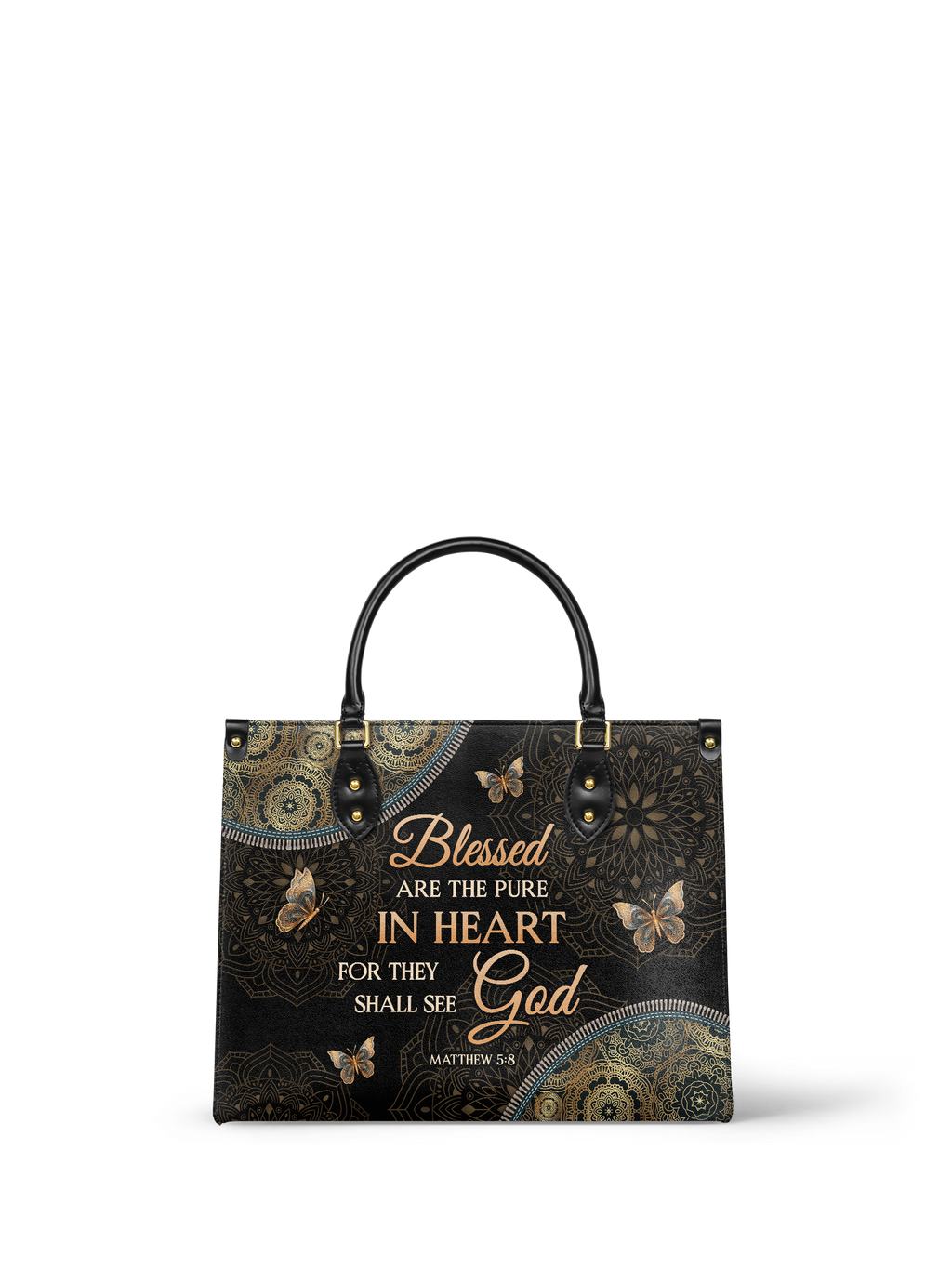 "Pure" - Matthew 5:8 Leather Handbag