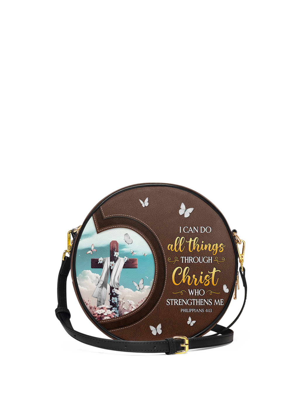 "Rise" - Philippians 4:13 Circle Crossbody Bag