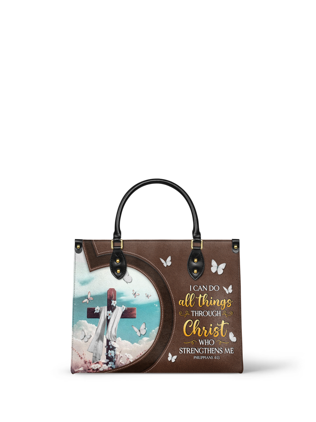 "Rise" - Philippians 4:13 Leather Handbag