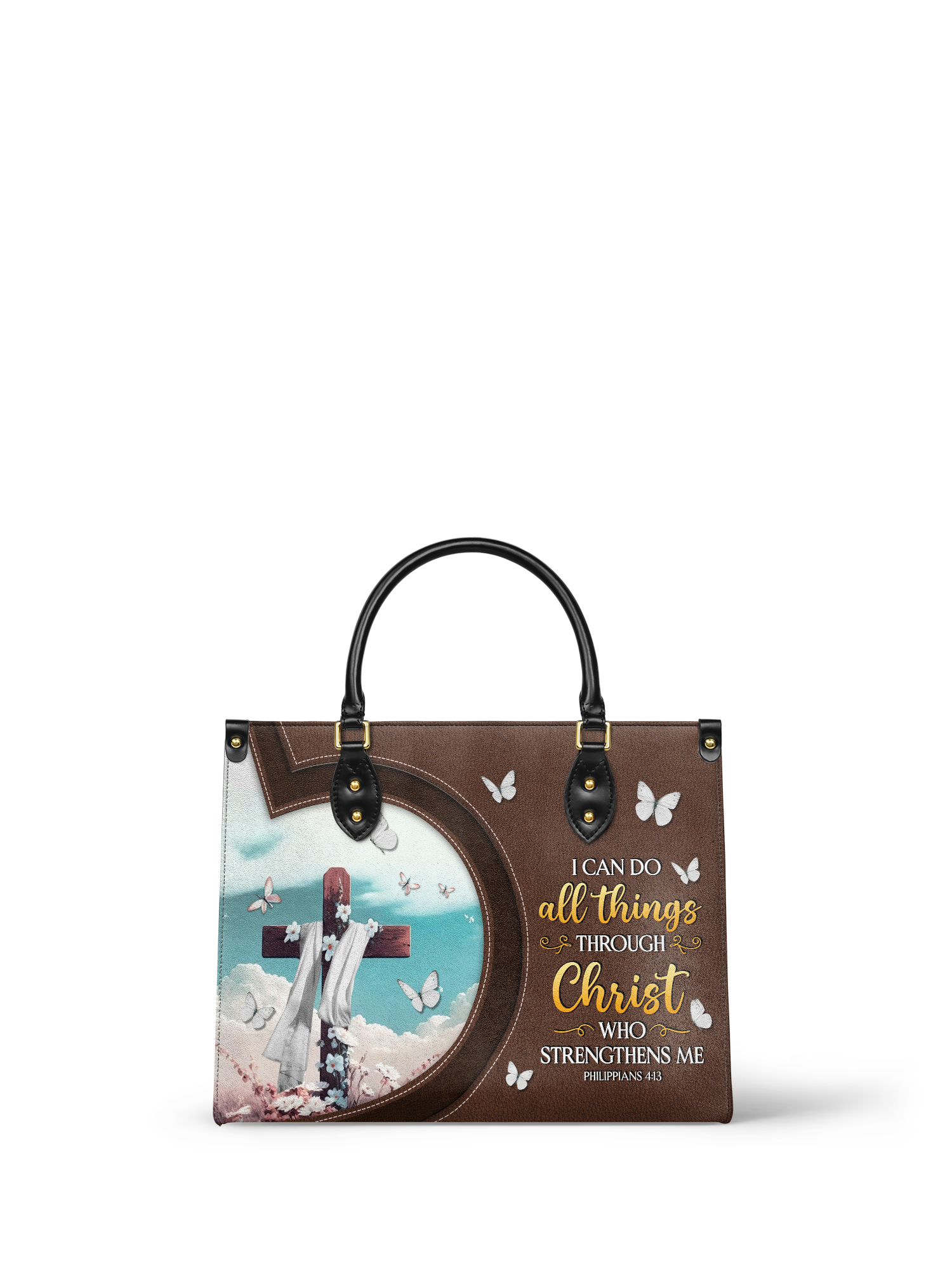 "Rise" - Philippians 4:13 Leather Handbag