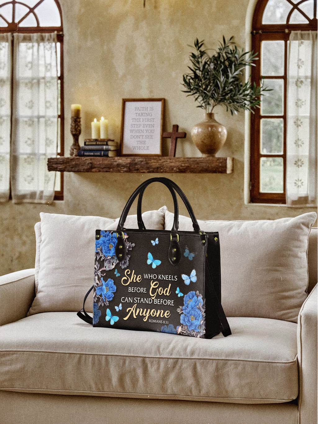 "Anchor" - Romans 8:31 Leather Handbag