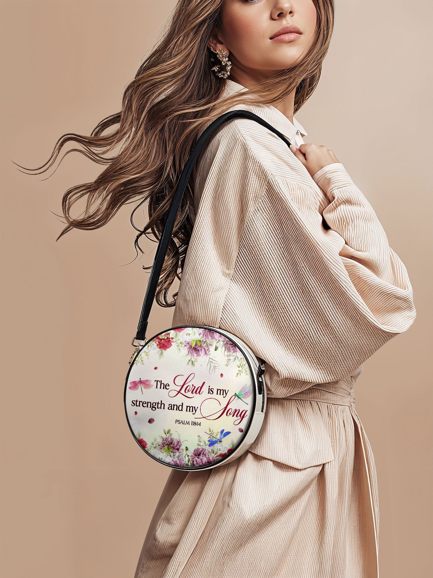 "Melody" - Psalm 118:14 Circle Crossbody Bag