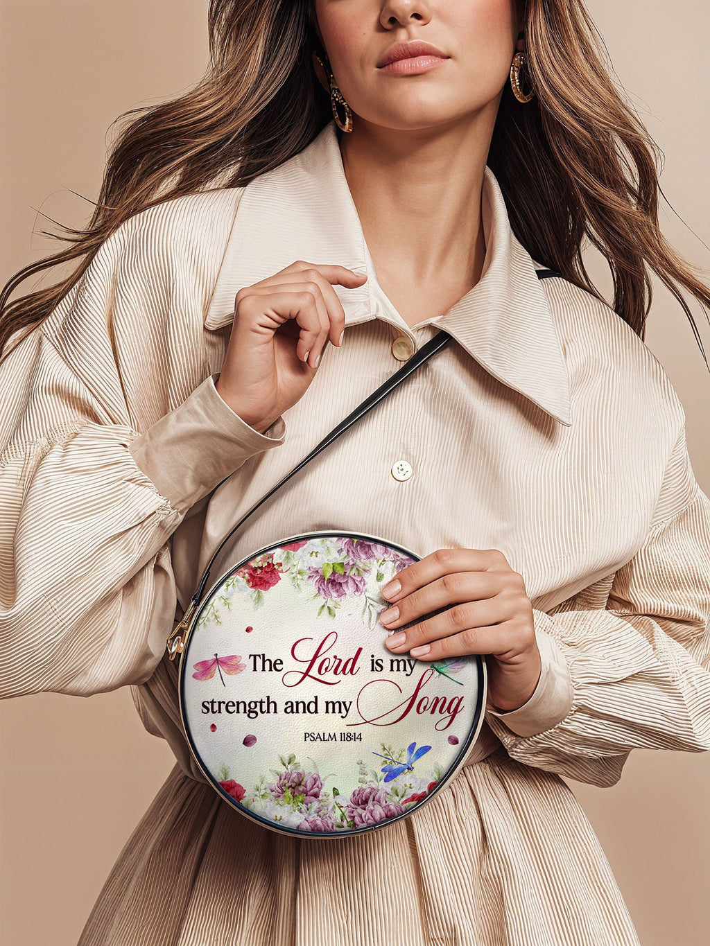"Melody" - Psalm 118:14 Circle Crossbody Bag