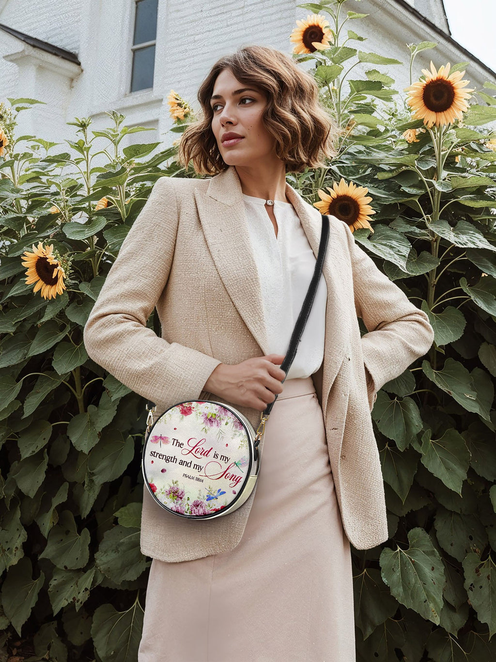 "Melody" - Psalm 118:14 Circle Crossbody Bag