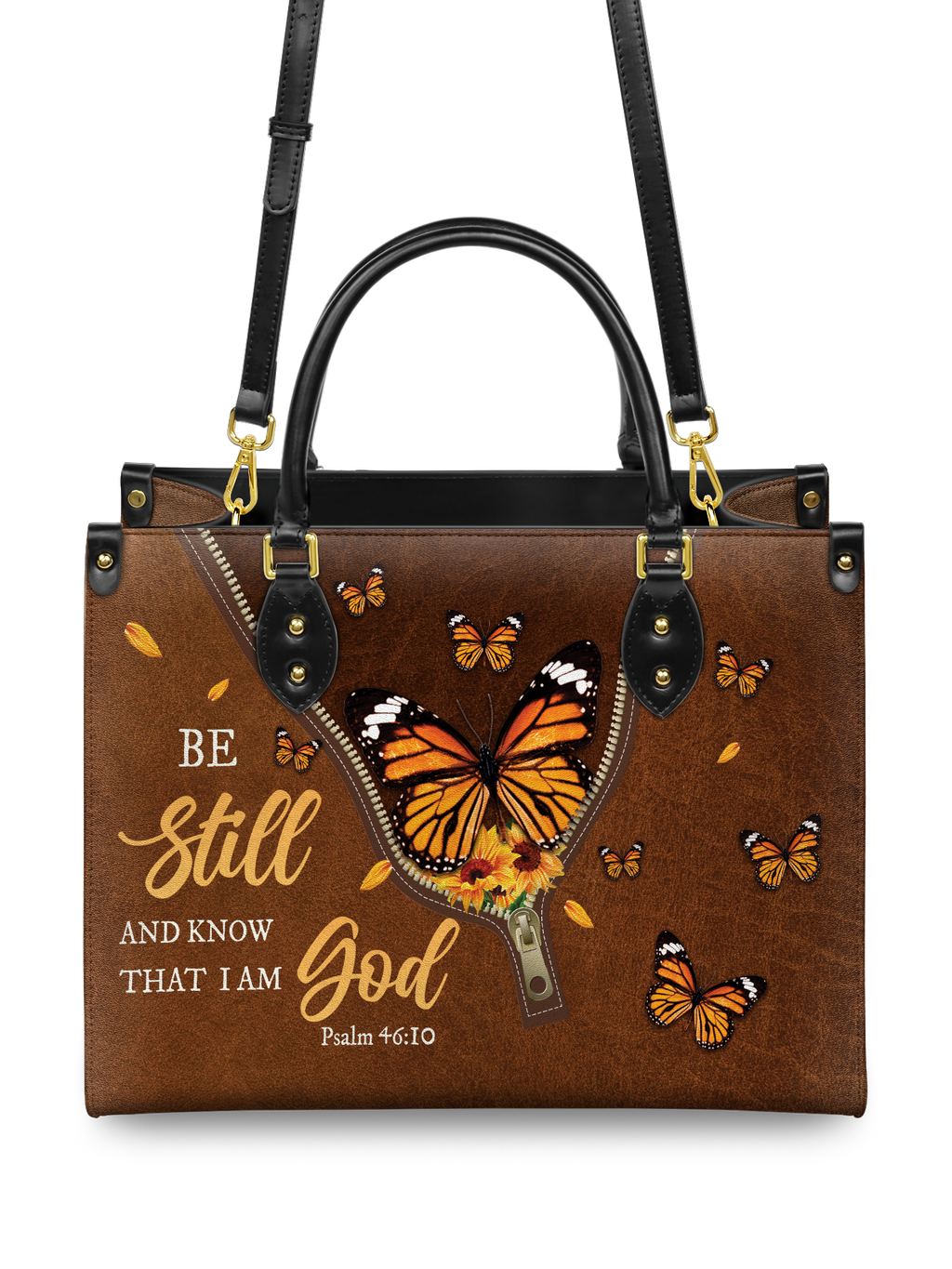 "Serene" - Psalm 46:10 Leather Handbag