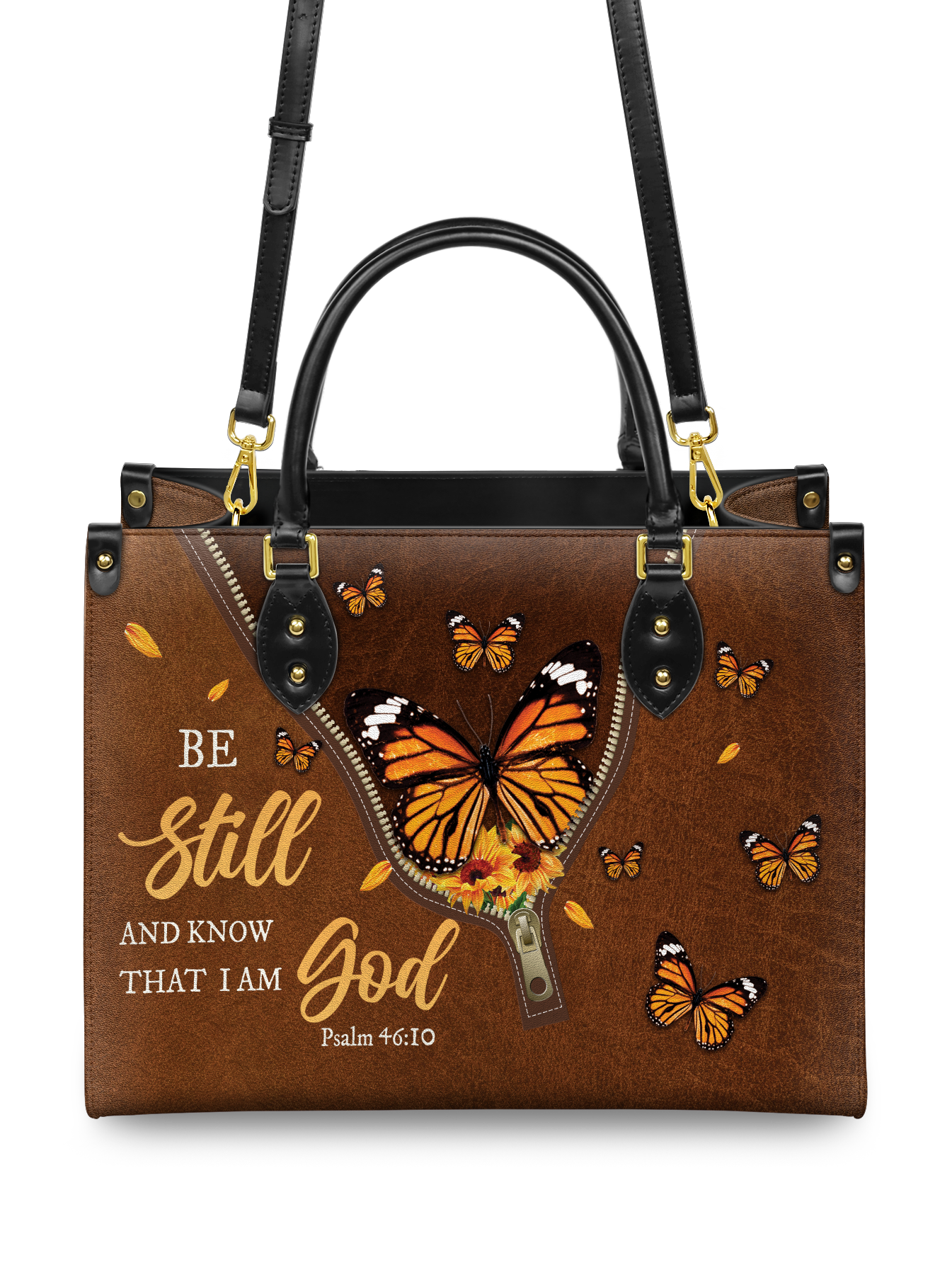 "Serene" - Psalm 46:10 Leather Handbag
