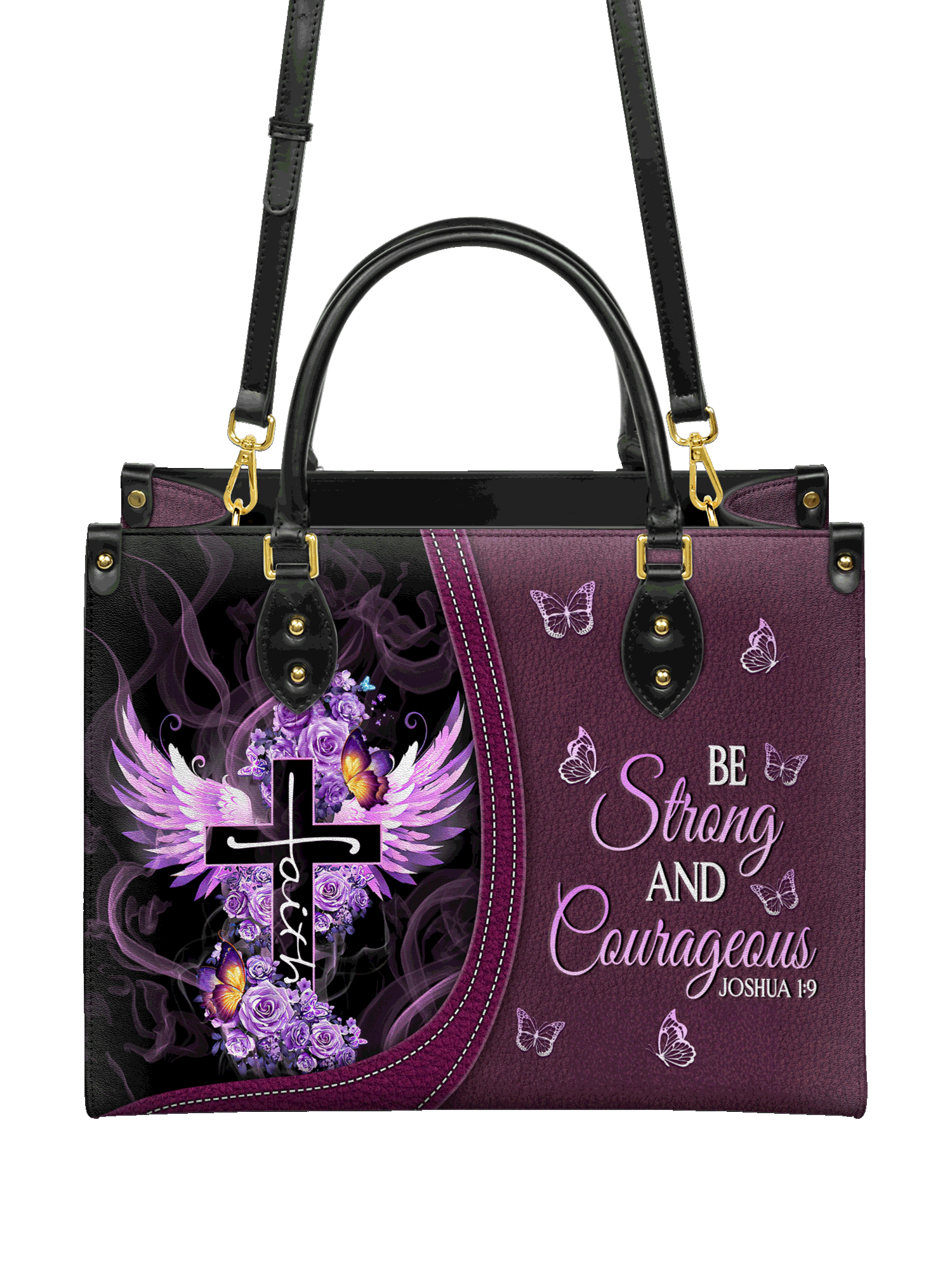 "Courage" - Joshua 1:9 Leather Handbag