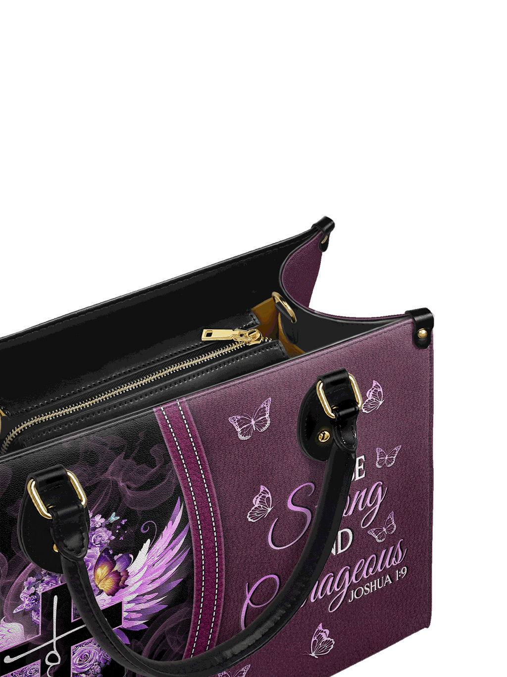 "Courage" - Joshua 1:9 Leather Handbag