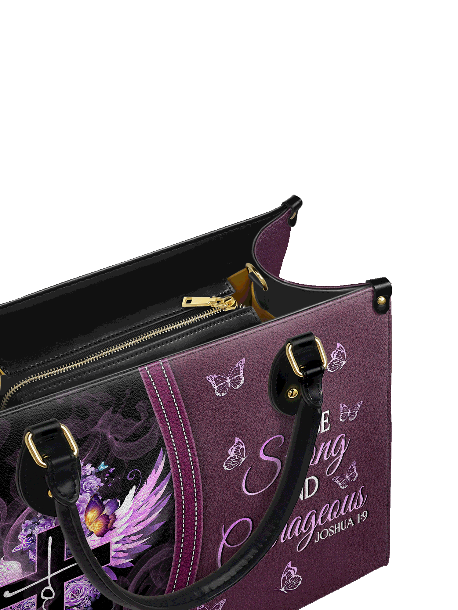 "Courage" - Joshua 1:9 Leather Handbag