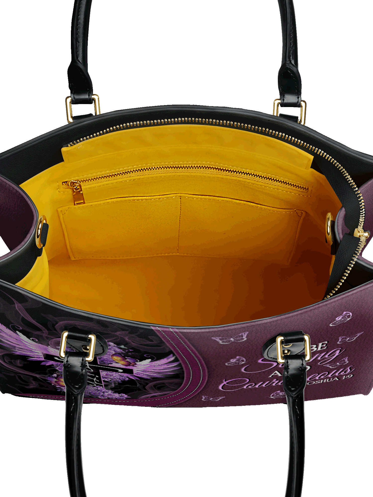 "Courage" - Joshua 1:9 Leather Handbag