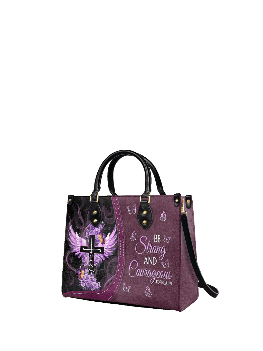 "Courage" - Joshua 1:9 Leather Handbag