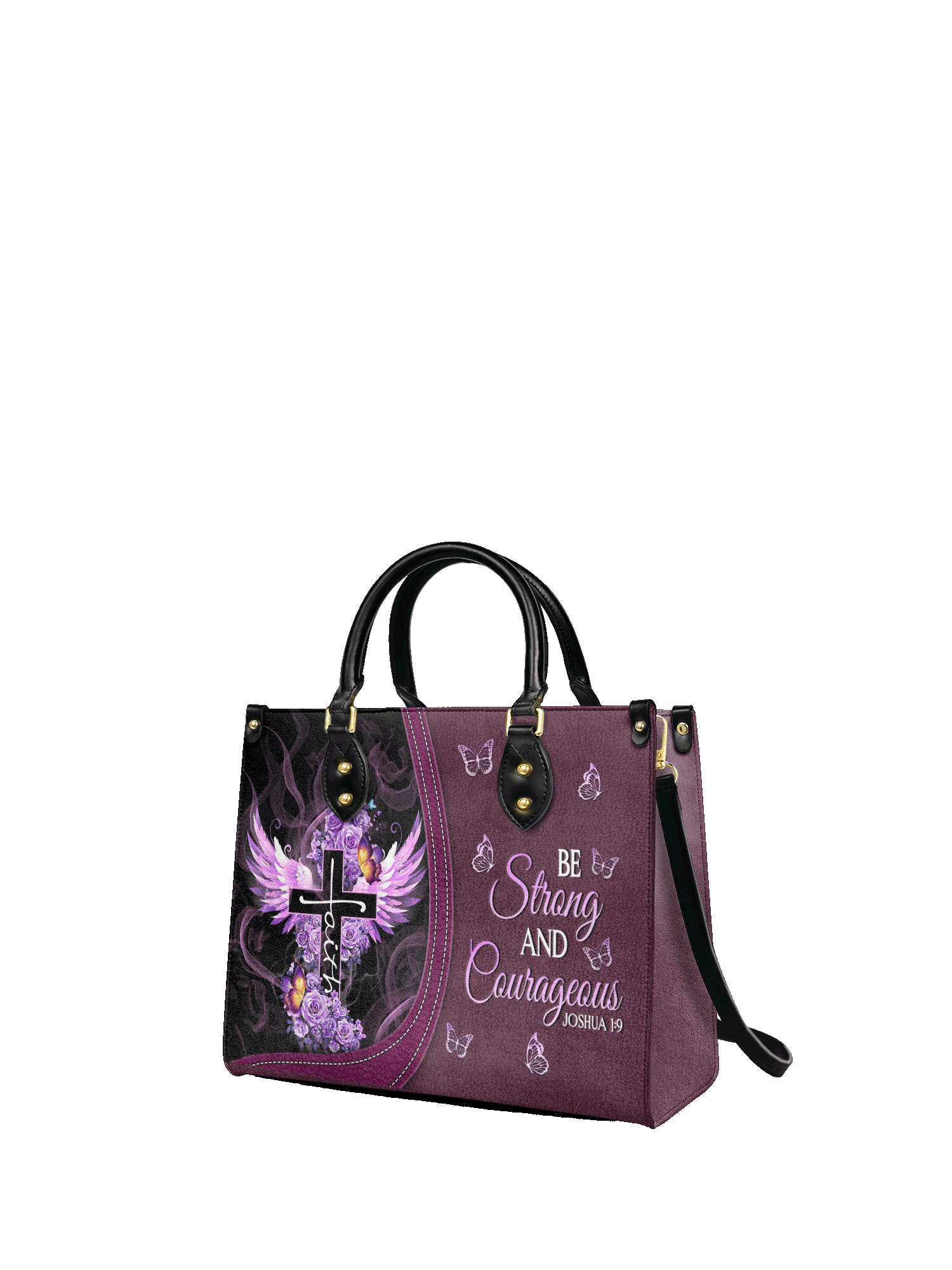 "Courage" - Joshua 1:9 Leather Handbag