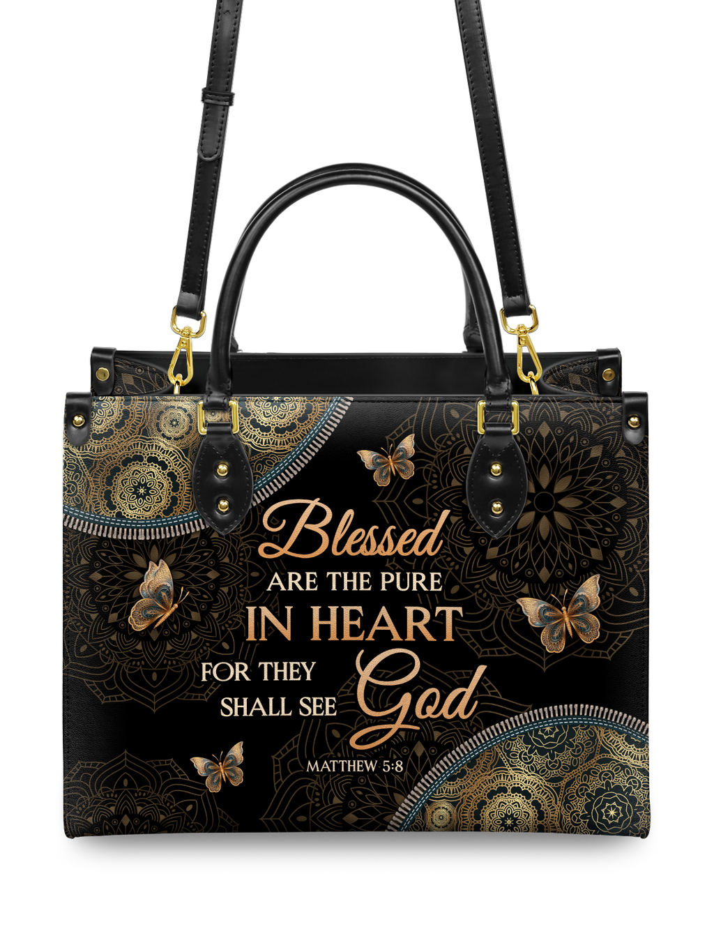 "Pure" - Matthew 5:8 Leather Handbag