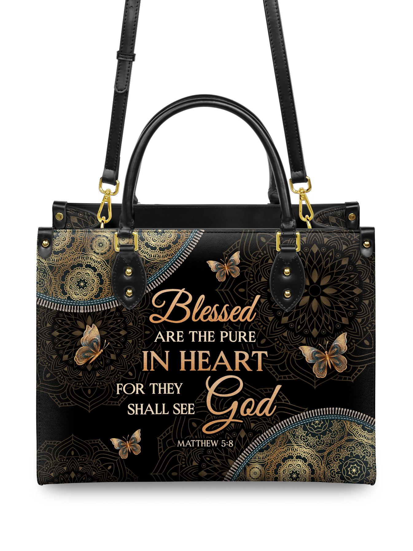 "Pure" - Matthew 5:8 Leather Handbag