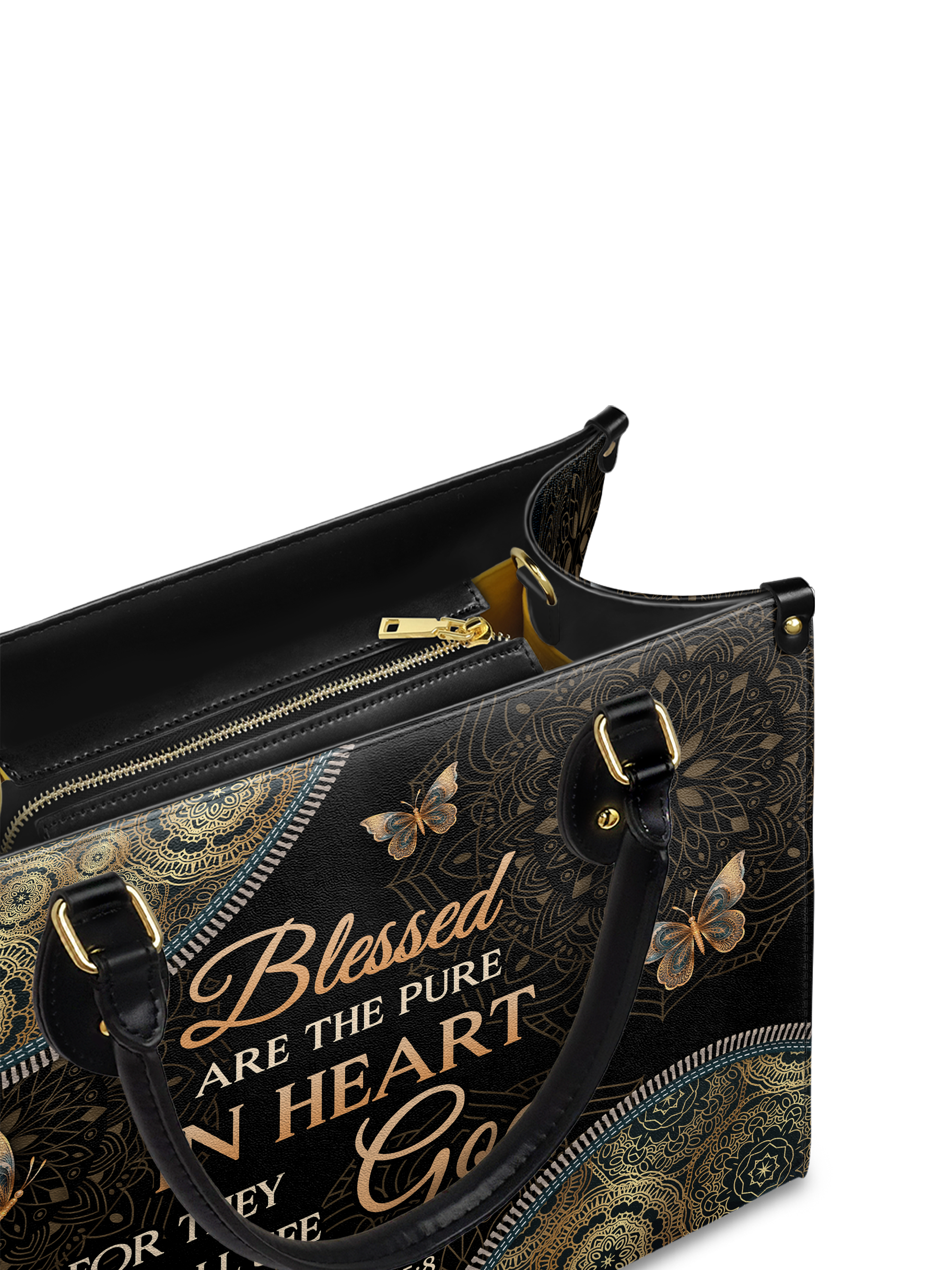 "Pure" - Matthew 5:8 Leather Handbag