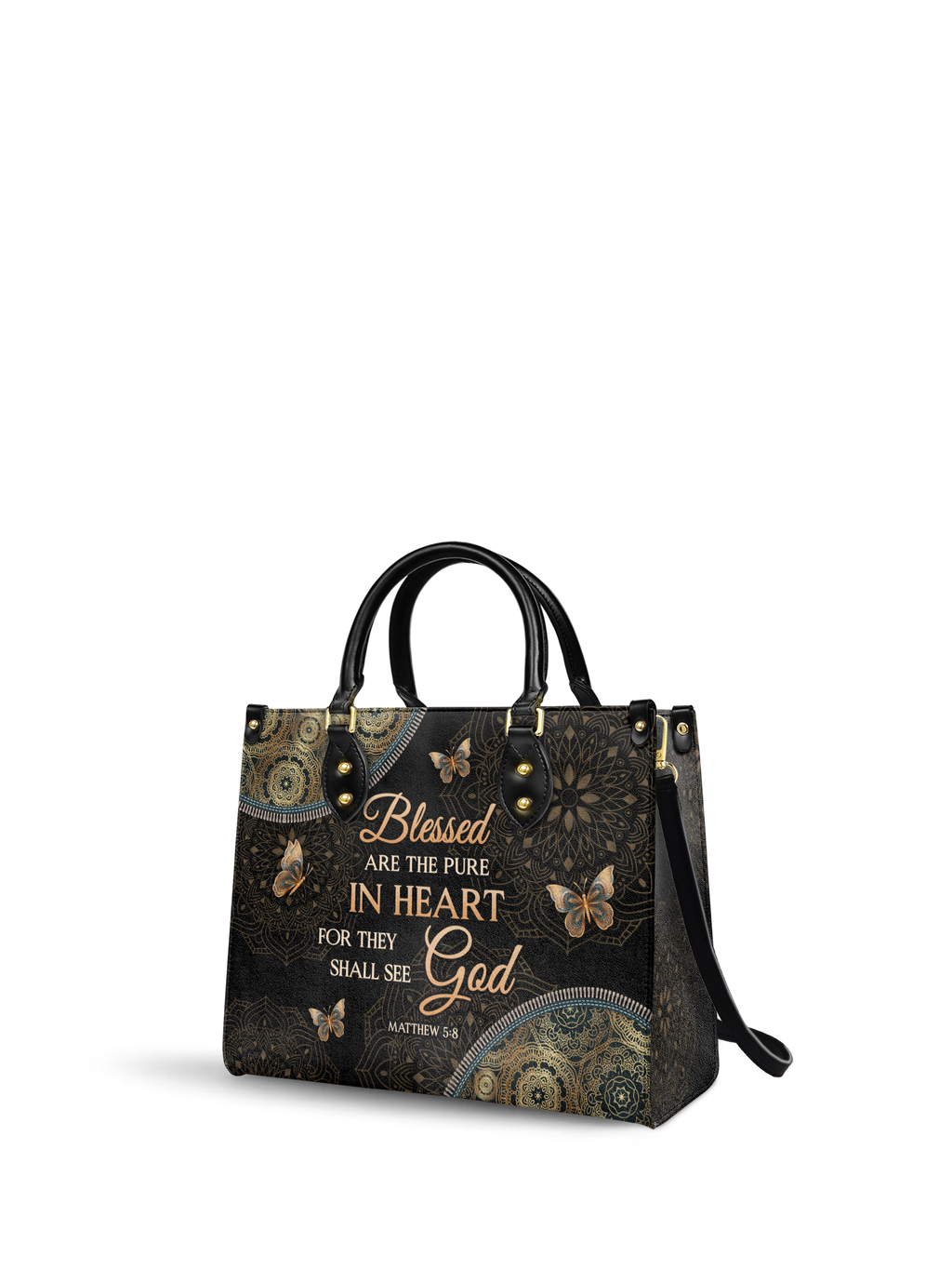 "Pure" - Matthew 5:8 Leather Handbag