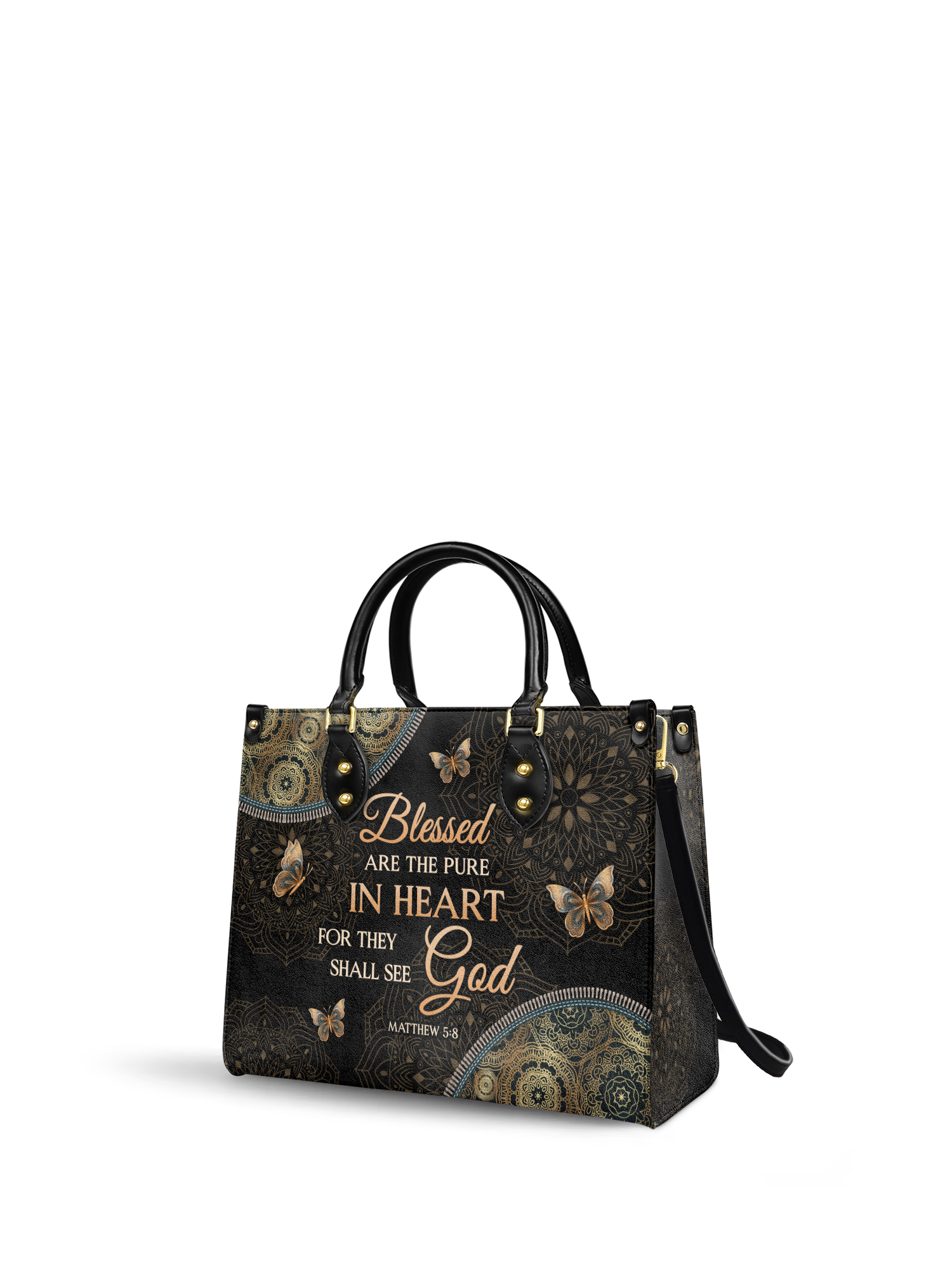 "Pure" - Matthew 5:8 Leather Handbag
