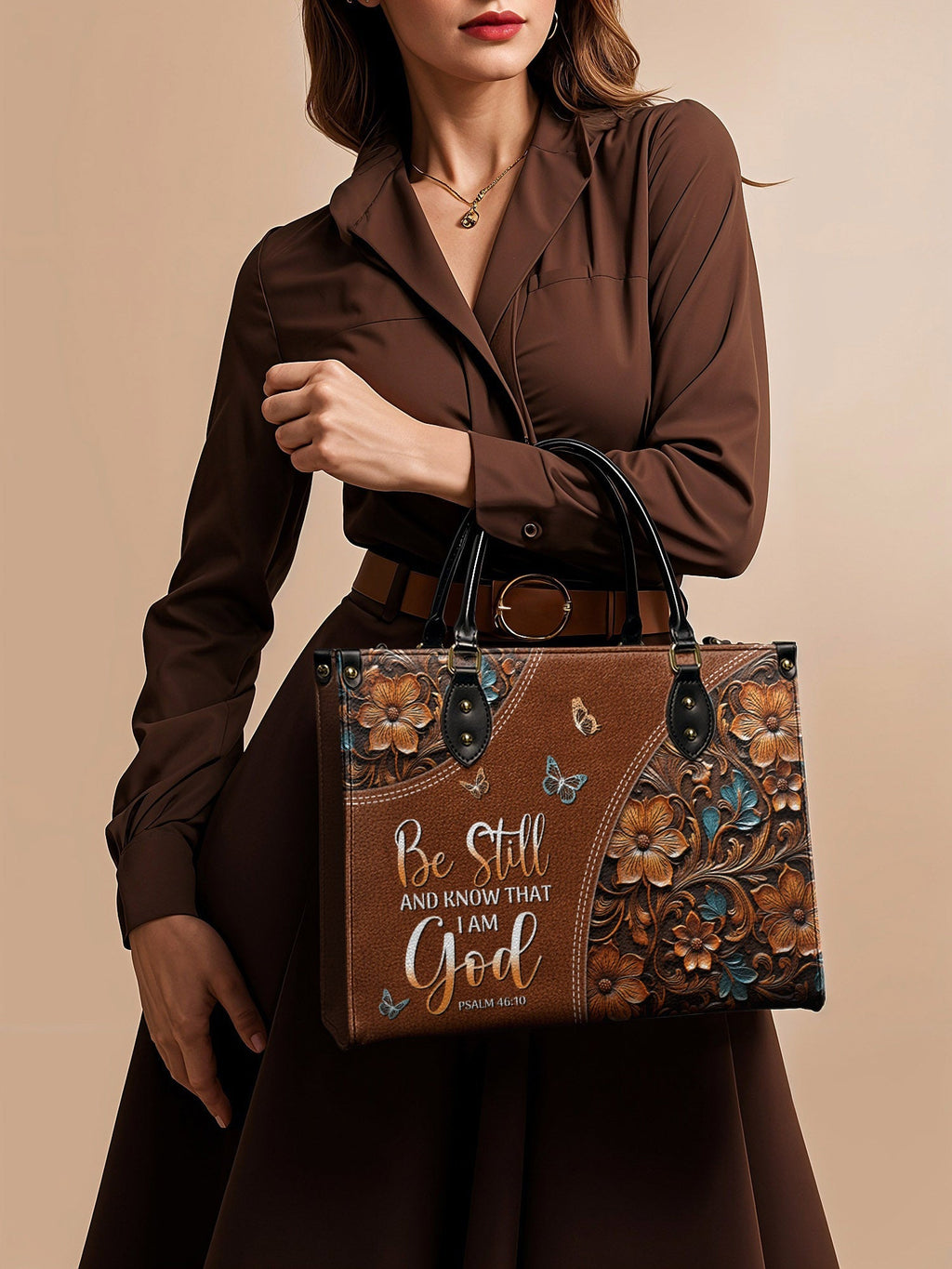 "Stillness" - Psalm 46:10 Leather Handbag