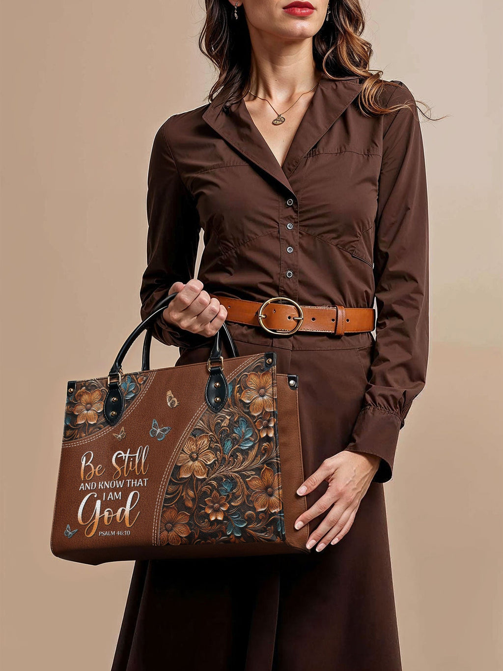 "Stillness" - Psalm 46:10 Leather Handbag