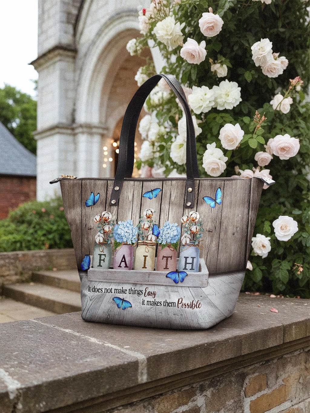 "Faith" Leather Tote Bag