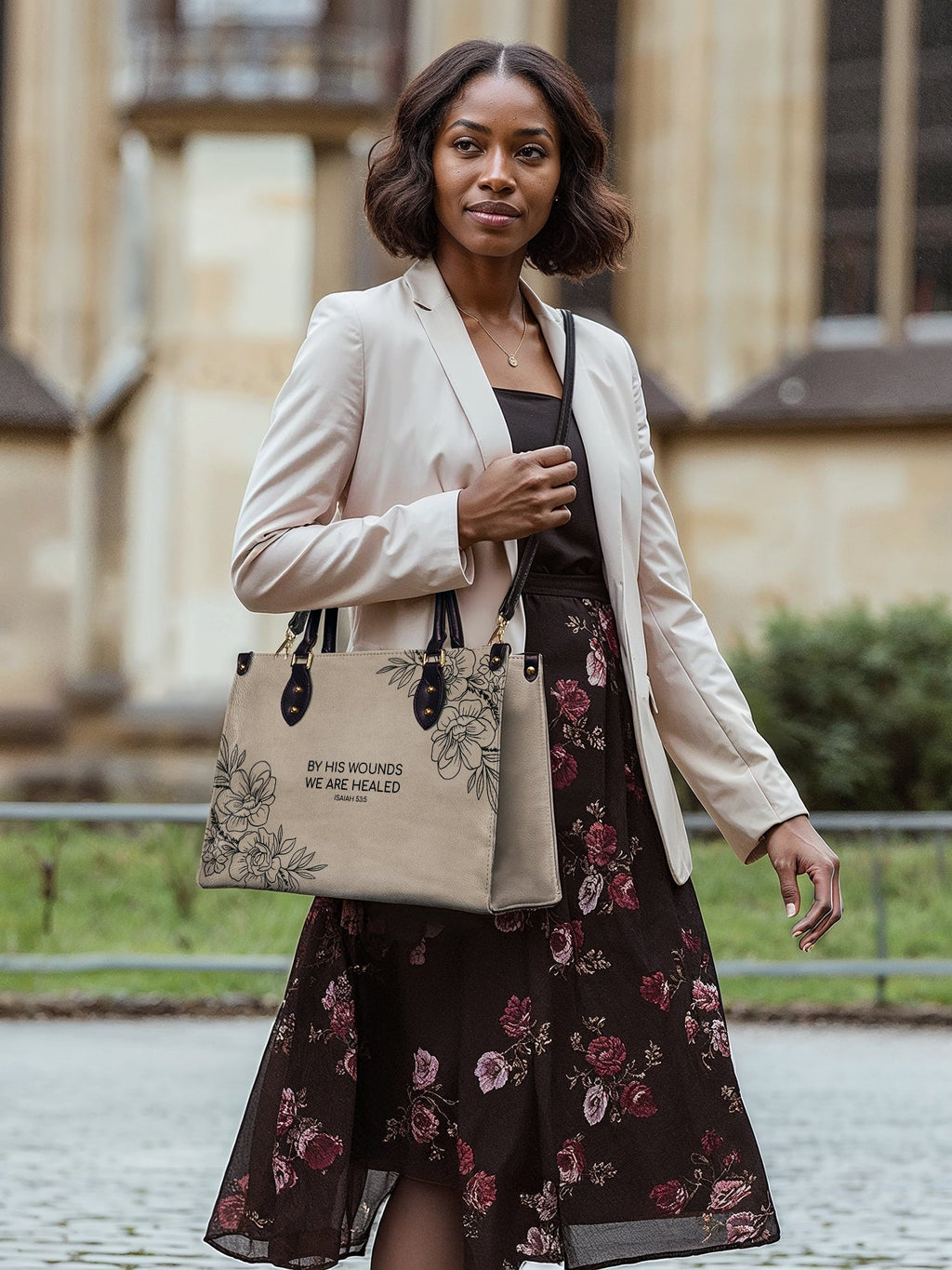 "Complete" - Isaiah 53:5 Leather Handbag