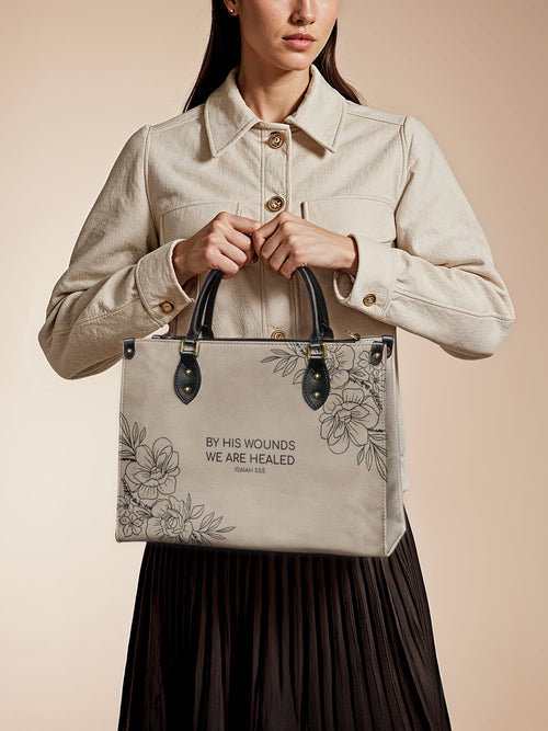 "Complete" - Isaiah 53:5 Leather Handbag