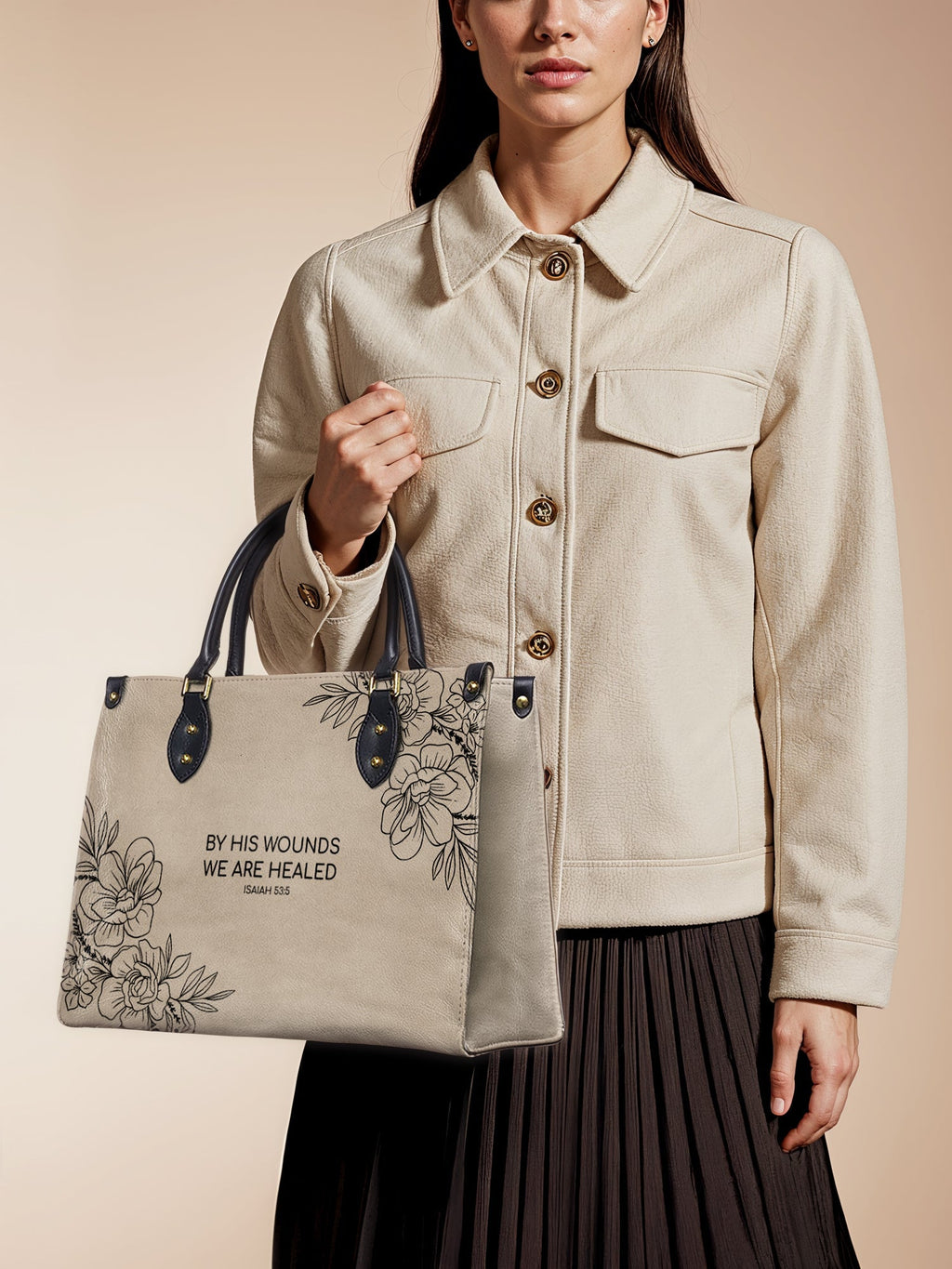 "Complete" - Isaiah 53:5 Leather Handbag