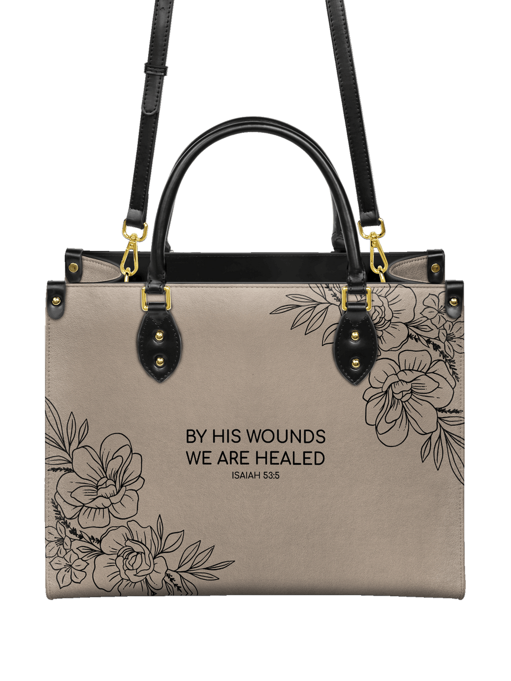 "Complete" - Isaiah 53:5 Leather Handbag