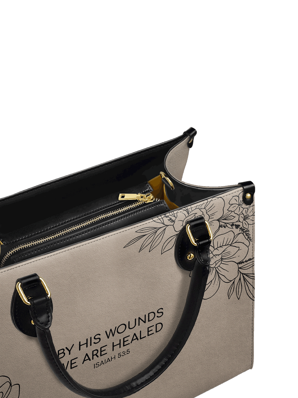 "Complete" - Isaiah 53:5 Leather Handbag