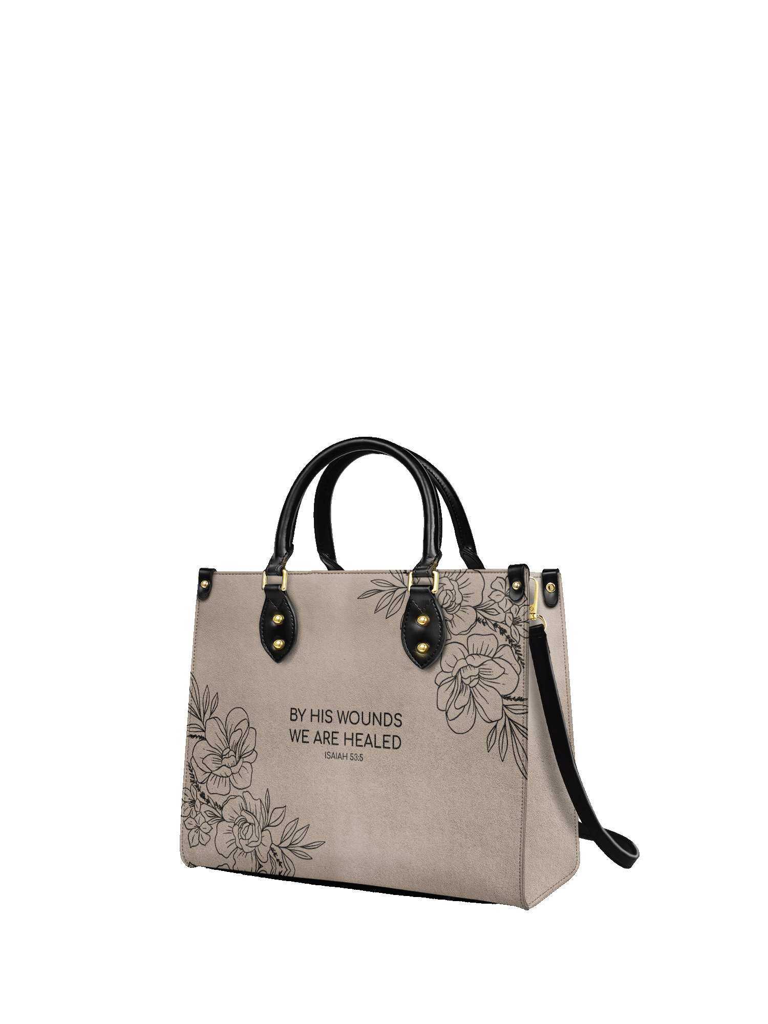 "Complete" - Isaiah 53:5 Leather Handbag