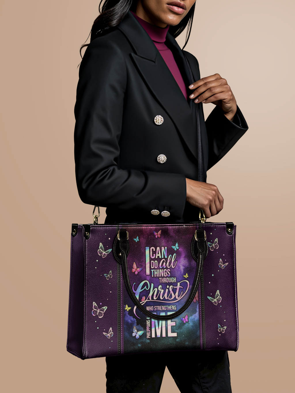 "Limitless" - Philippians 4:13 Leather Handbag