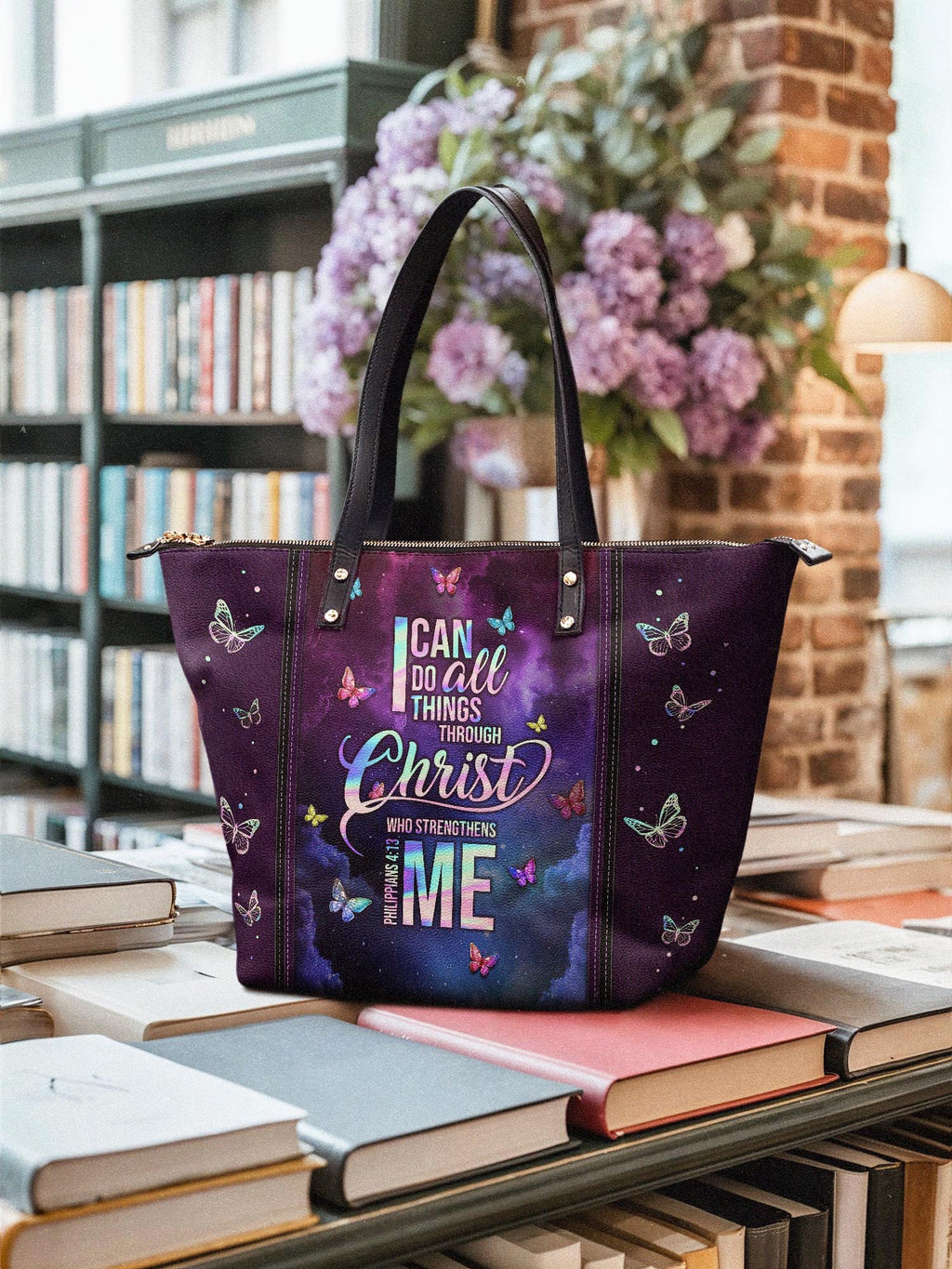 "Limitless" - Philippians 4:13 Leather Tote Bag