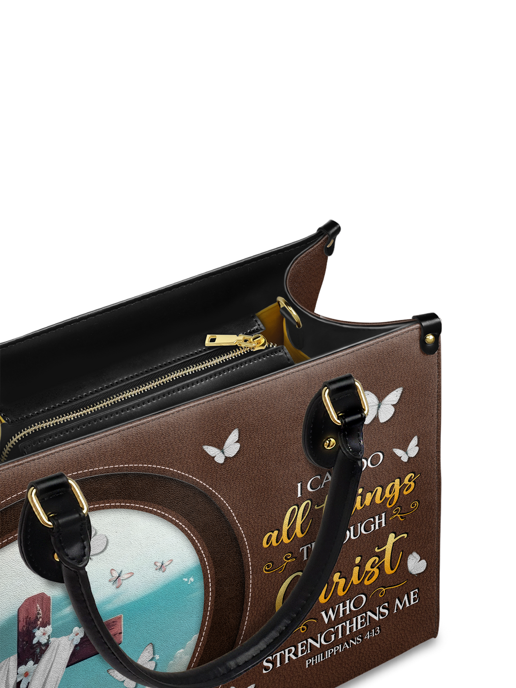 "Rise" - Philippians 4:13 Leather Handbag