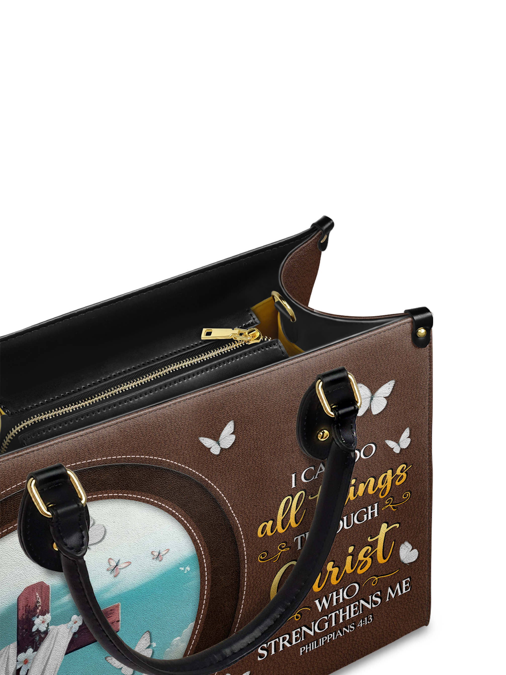 "Rise" - Philippians 4:13 Leather Handbag