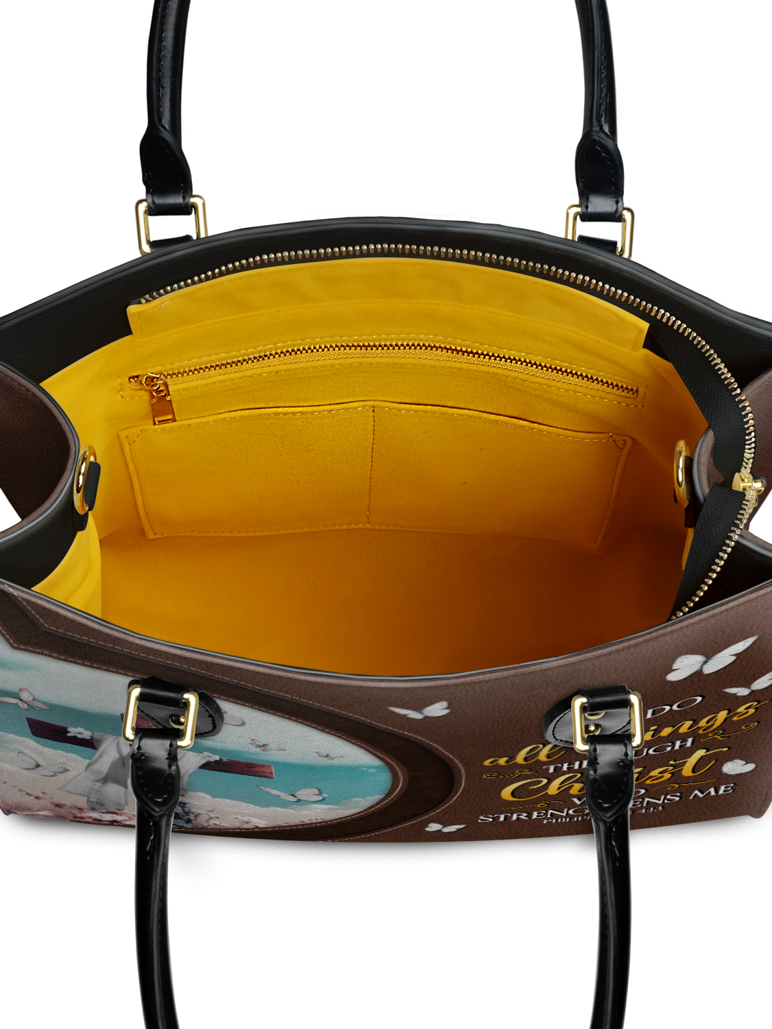 "Rise" - Philippians 4:13 Leather Handbag