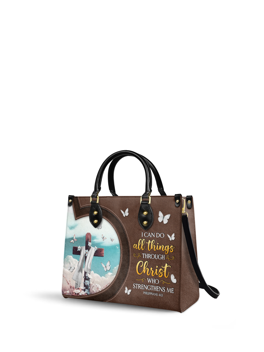 "Rise" - Philippians 4:13 Leather Handbag