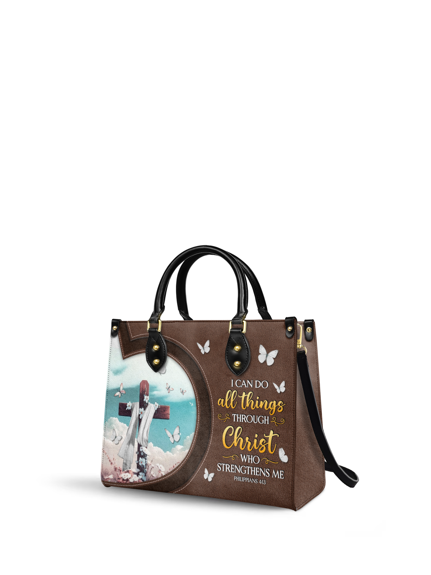 "Rise" - Philippians 4:13 Leather Handbag
