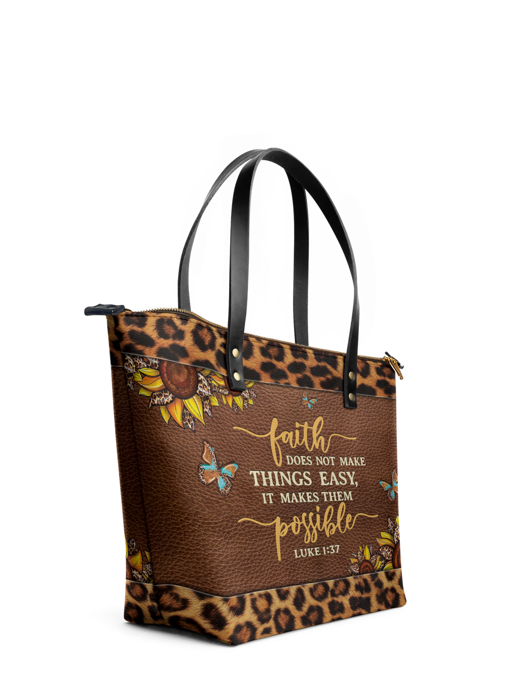 "Possible" - Luke 1:37 Leather Tote Bag